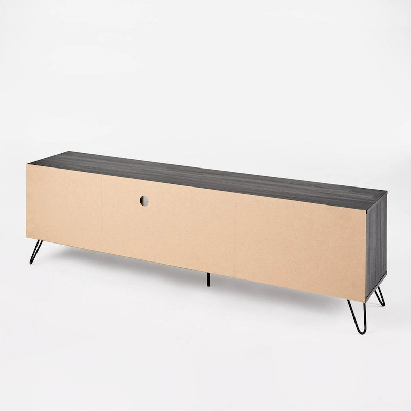 Meuble console TV et multimédia Alfie, 2 étagères, gris 180 cm
