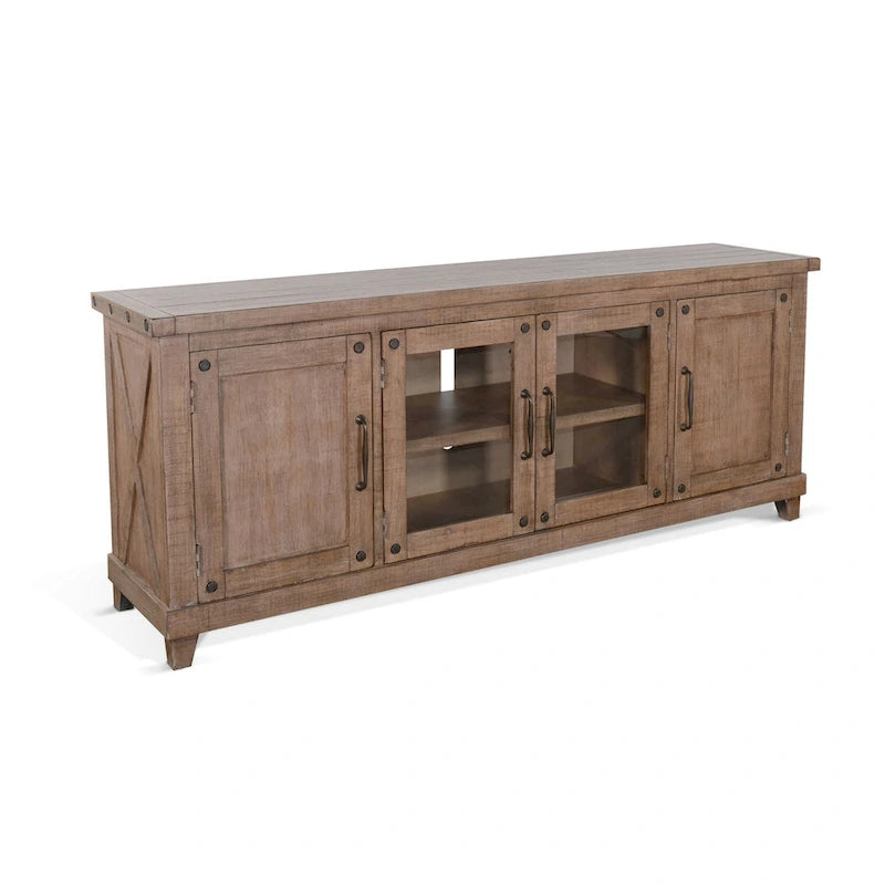 Meuble TV Anva, Étagères, Portes, Acajou clair, 188 cm