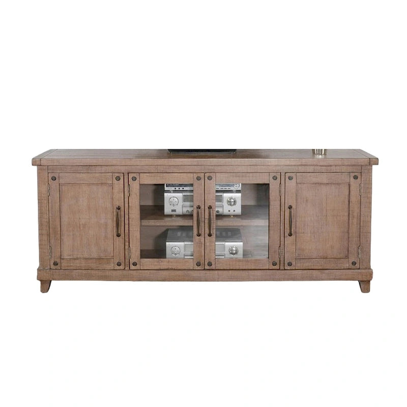Meuble TV Anva, Étagères, Portes, Acajou clair, 188 cm