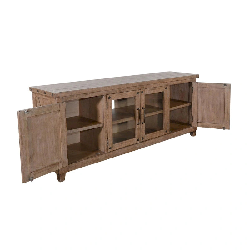 Meuble TV Anva, Étagères, Portes, Acajou clair, 188 cm