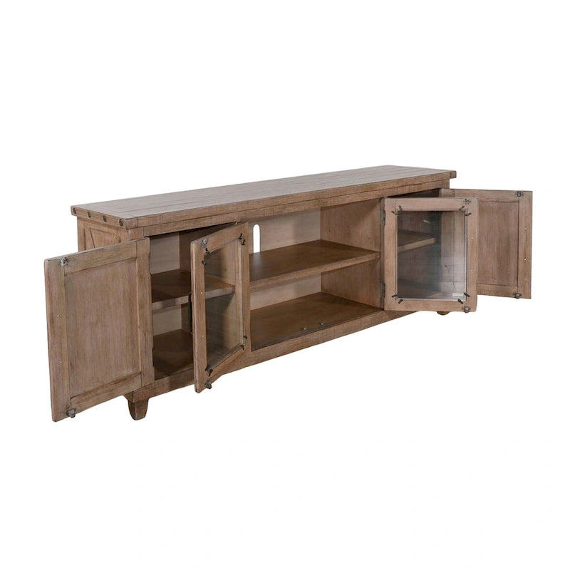 Meuble TV Anva, Étagères, Portes, Acajou clair, 188 cm