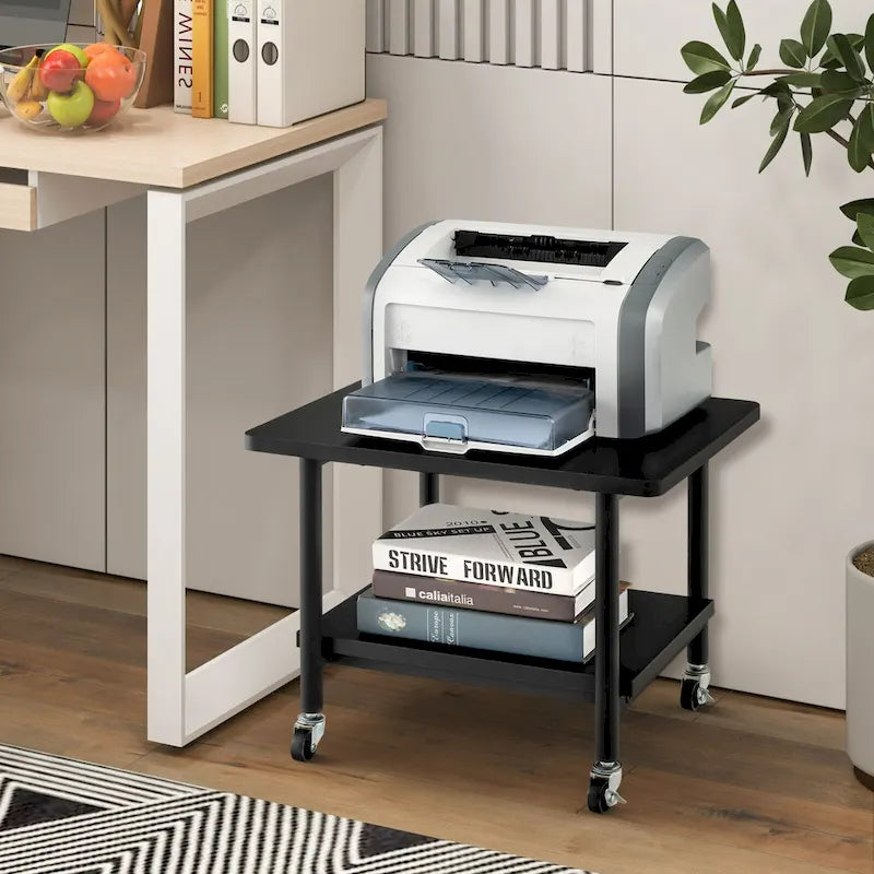 Meuble d'imprimante avec rangement sous le bureau, table d'imprimante avec 4 roulettes - Voir les détails