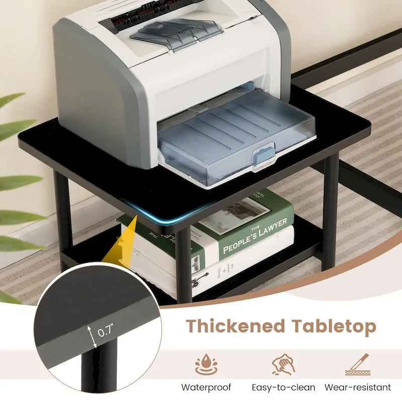 Meuble d'imprimante avec rangement sous le bureau, table d'imprimante avec 4 roulettes - Voir les détails