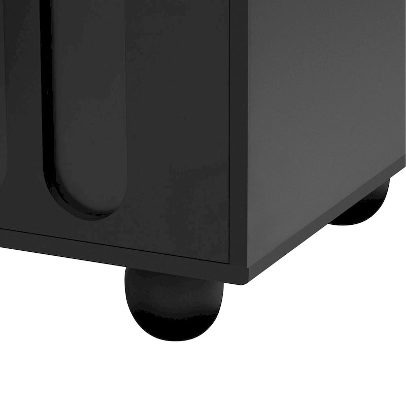 Meuble TV moderne à pieds en bois massif avec 4 étagères de rangement et 2 portes de rangement pour salon ou salle de divertissement