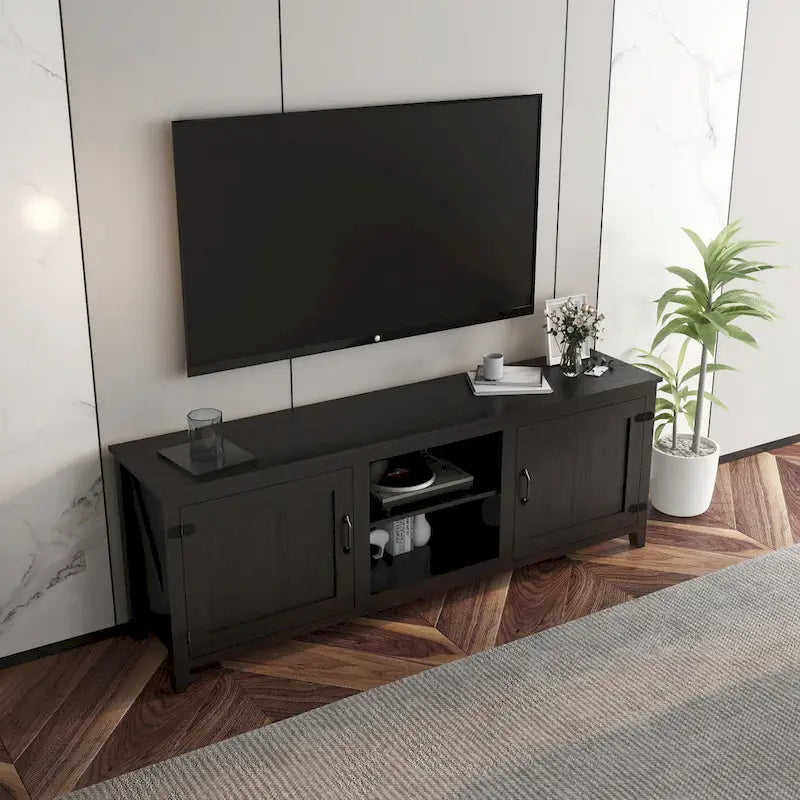 Meuble TV industriel avec 2 armoires de rangement et 4 étagères pour salons, chambres et salles de jeux