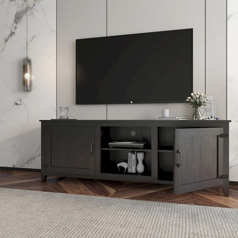 Meuble TV industriel avec 2 armoires de rangement et 4 étagères pour salons, chambres et salles de jeux