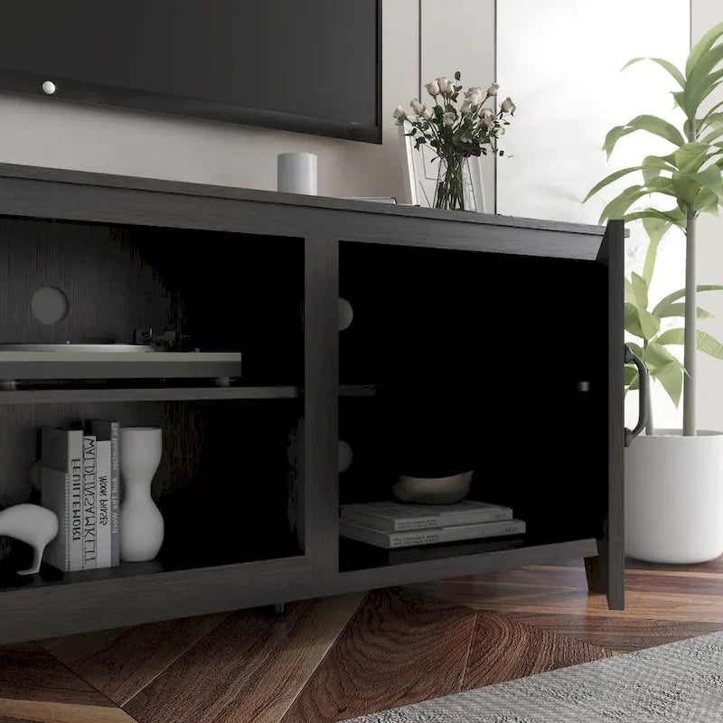 Meuble TV industriel avec 2 armoires de rangement et 4 étagères pour salons, chambres et salles de jeux
