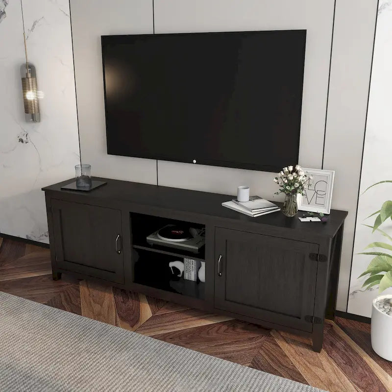 Meuble TV industriel avec 2 armoires de rangement et 4 étagères pour salons, chambres et salles de jeux