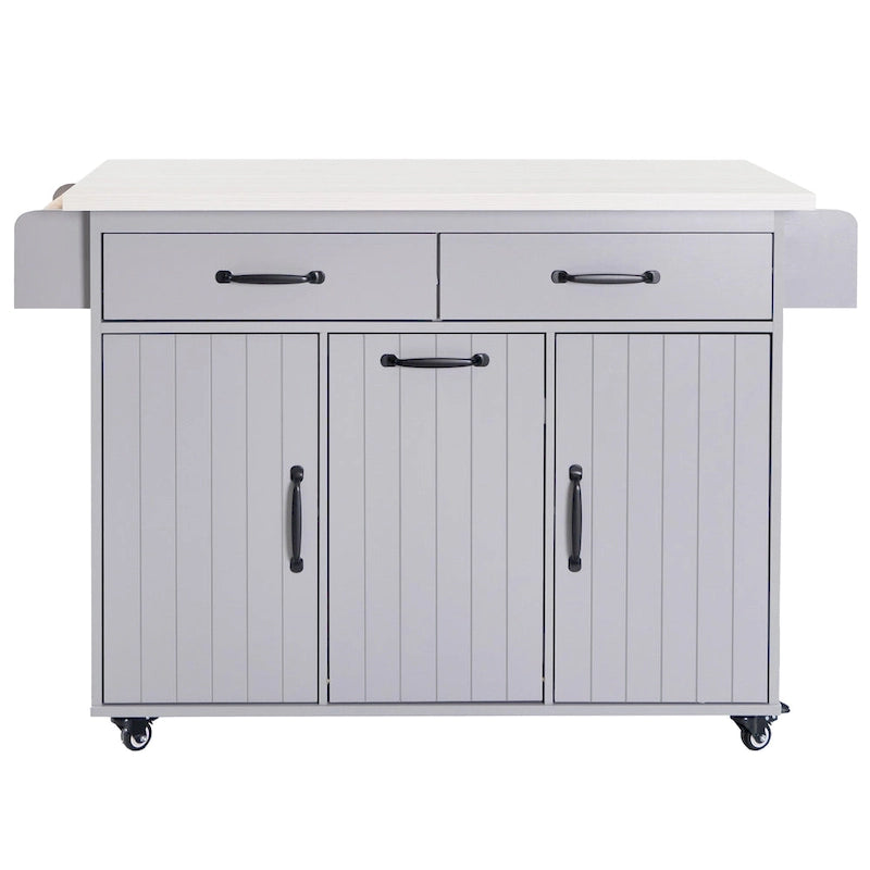 Îlot de cuisine avec meuble de rangement pour poubelle (tabouret non inclus)