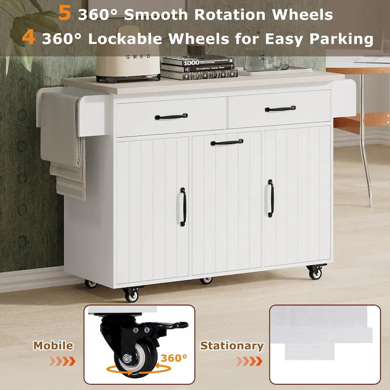 Îlot de cuisine avec meuble de rangement pour poubelle (tabouret non inclus)