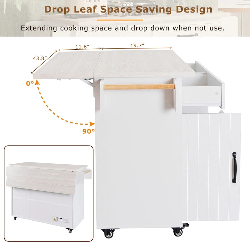 Îlot de cuisine avec meuble de rangement pour poubelle (tabouret non inclus)