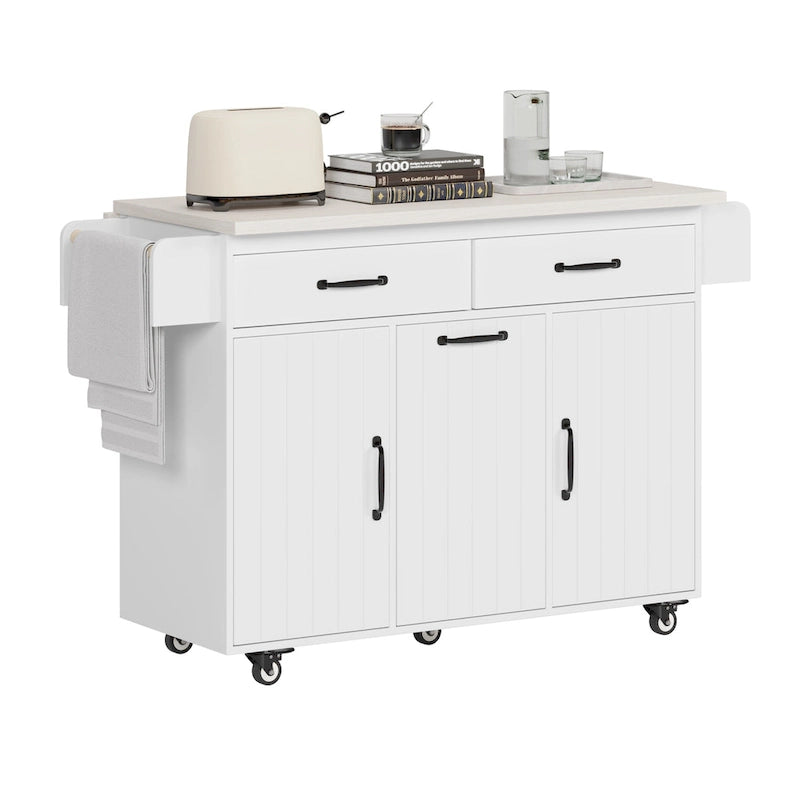 Îlot de cuisine avec meuble de rangement pour poubelle (tabouret non inclus)