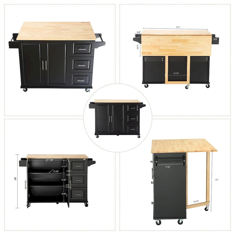 Îlot de cuisine et chariot de cuisine (sans tabouret)