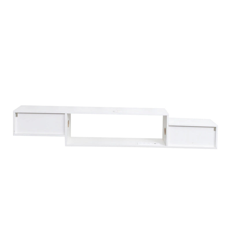 Meuble TV flottant moderne avec 3 étagères et LED 20 couleurs pour home cinéma et bureau muraux