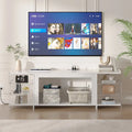 Meuble TV rustique VECELO 70 avec ou sans foyer chauffant (2 options), table de centre de divertissement média avec étagères de rangement