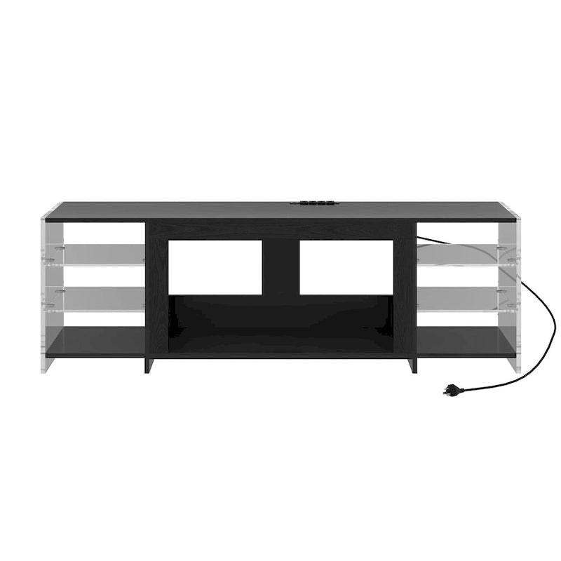 Meuble TV rustique VECELO 70 avec ou sans foyer chauffant (2 options), table de centre de divertissement média avec étagères de rangement
