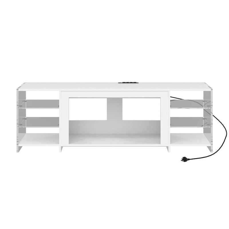 Meuble TV rustique VECELO 70 avec ou sans foyer chauffant (2 options), table de centre de divertissement média avec étagères de rangement