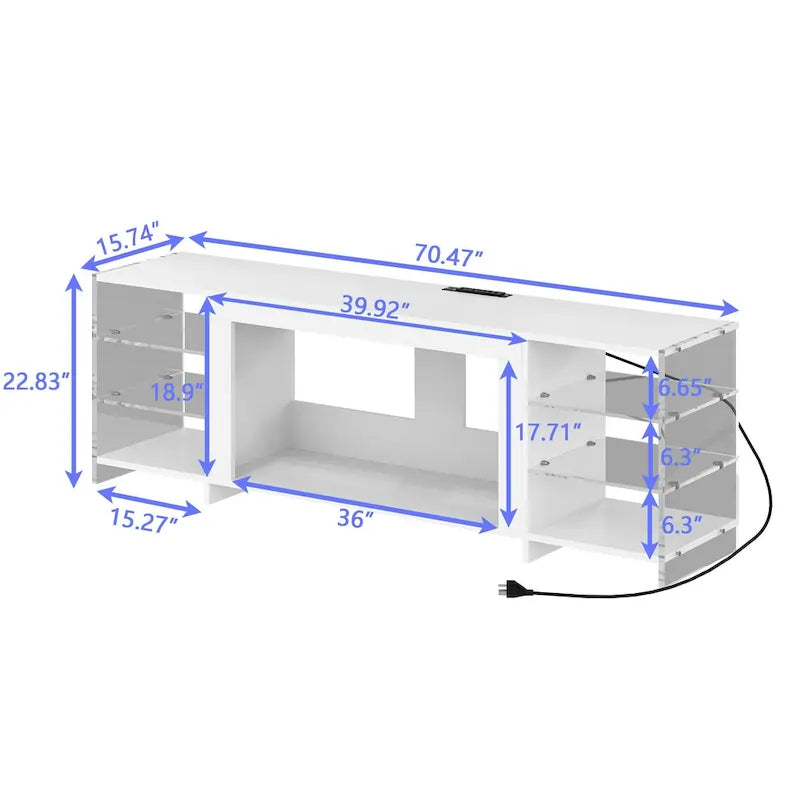 Meuble TV rustique VECELO 70 avec ou sans foyer chauffant (2 options), table de centre de divertissement média avec étagères de rangement