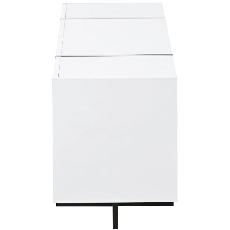 Meuble TV blanc de 74 po avec fini lustré et rangement, pour téléviseurs jusqu'à 80 po