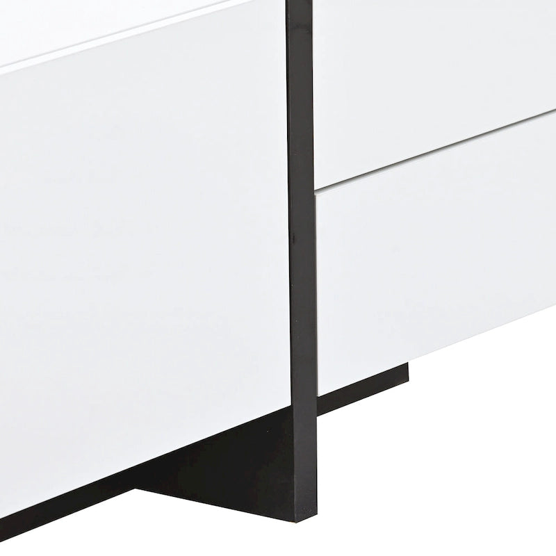 Meuble TV blanc de 74 po avec fini lustré et rangement, pour téléviseurs jusqu'à 80 po
