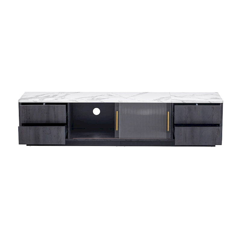 Meuble TV de 160 cm avec 4 tiroirs et grand meuble de rangement pour TV jusqu'à 70 pouces
