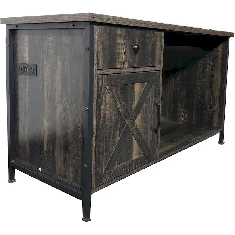 Meuble TV avec rangement pour salon, console TV pour téléviseurs de 80/75/70 pouces avec prises électriques, lumières LED et tiroirs
