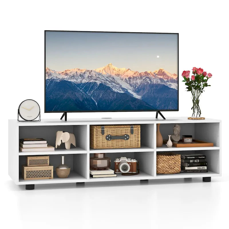 Meuble TV Gymax pour téléviseur 50 pouces, support TV 42 avec 3 étagères réglables