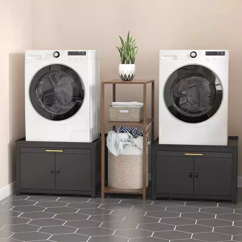 Socle robuste en métal pour lave-linge et sèche-linge noir / blanc – Unité simple, anti-vibration