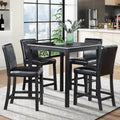 Ensemble de salle à manger moderne 5 pièces avec table carrée hauteur comptoir et 4 chaises rembourrées