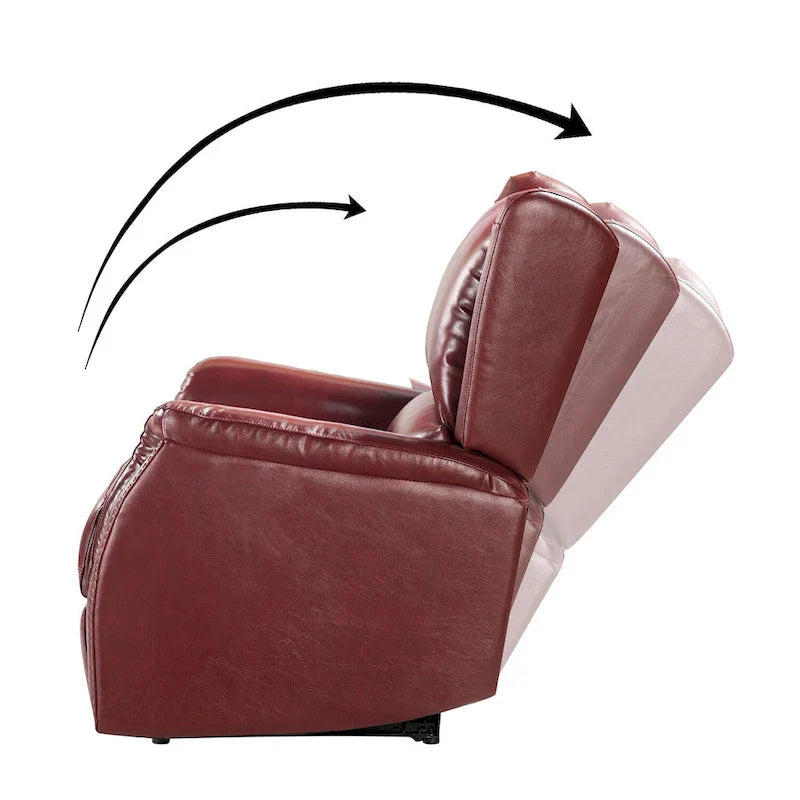Fauteuil inclinable électrique en cuir véritable avec port USB – Dossier à oreilles et clous décoratifs, ensemble de 2