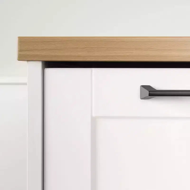 Îlot de cuisine 6 tiroirs – Style Ferme, Blanc et Érable Muscade, 120 cm L