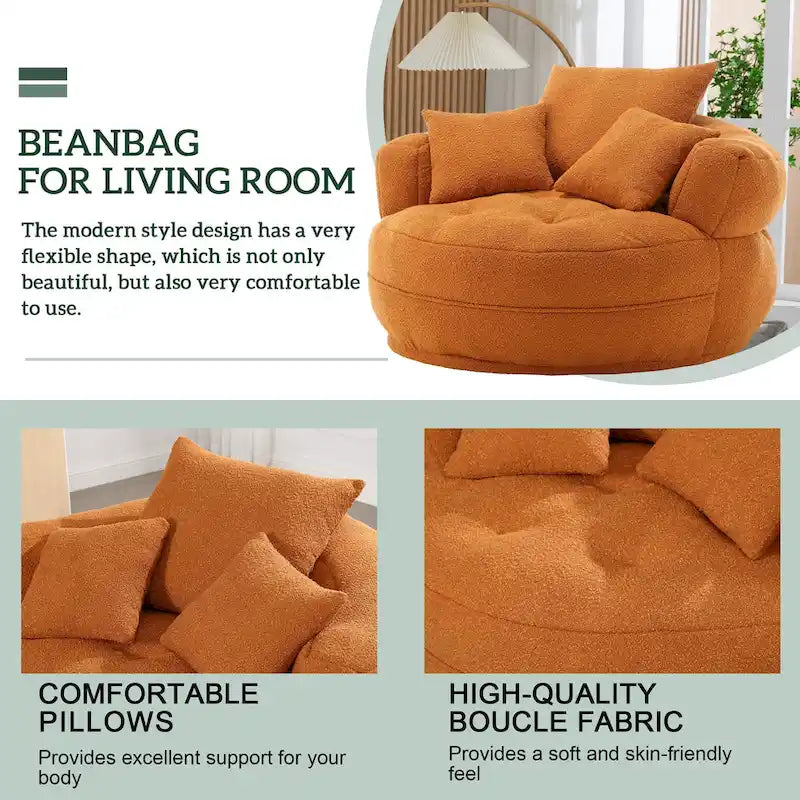 Fauteuil rond paresseux – Blanc/Bleu/Gris/Jaune/Orange/Rose fuchsia/Bleu marine/Vert, siège individuel et deux places