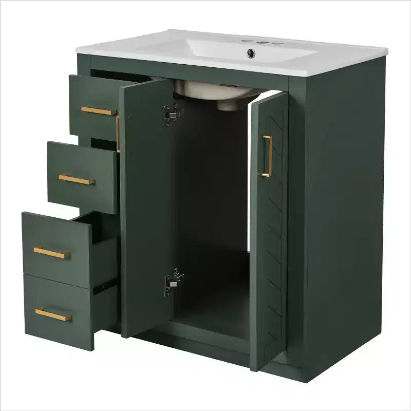 Meuble-lavabo simple de 30 po avec armoire et 3 tiroirs – Noir / Bleu / Vert / Indigo / Blanc