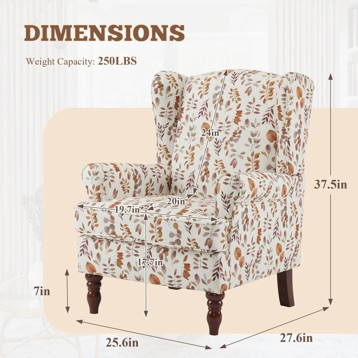 Fauteuil d'appoint moderne Erommy, fauteuil à dossier haut, canapé simple en tissu rembourré avec boutons et pieds en bois pour salon