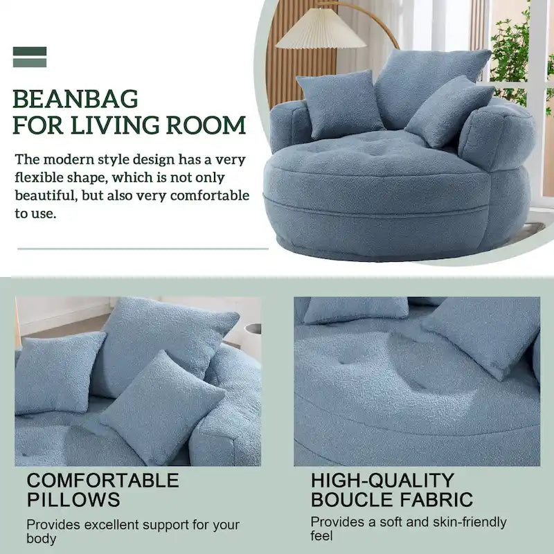 Fauteuil rond paresseux – Blanc/Bleu/Gris/Jaune/Orange/Rose fuchsia/Bleu marine/Vert, siège individuel et deux places