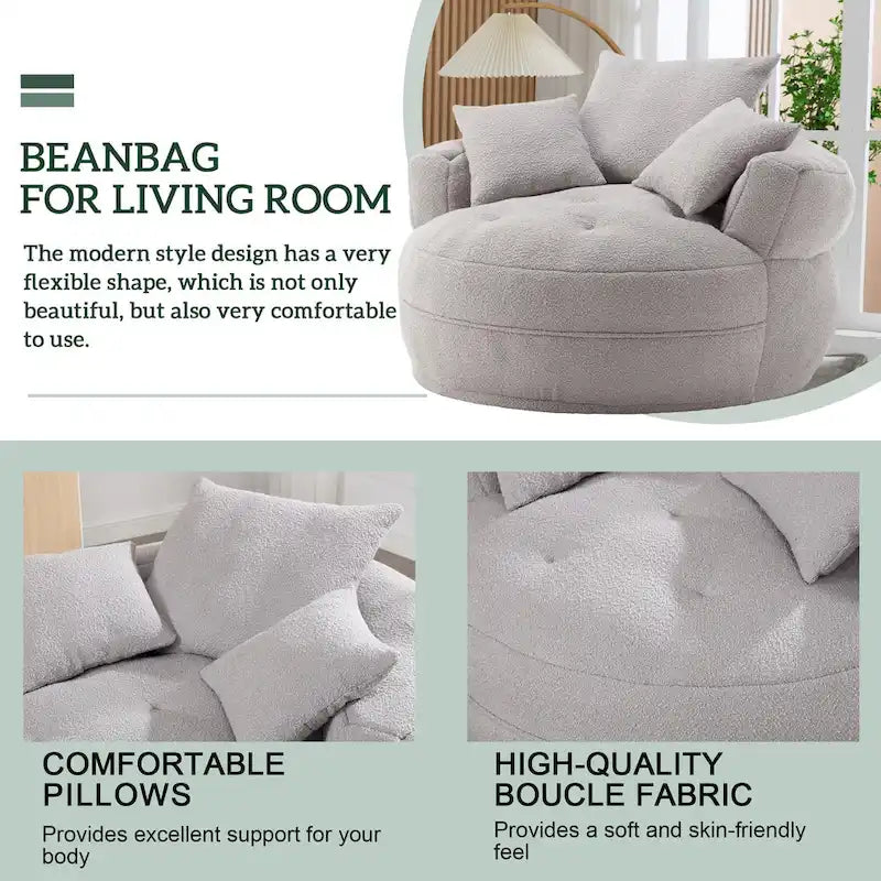 Fauteuil rond paresseux – Blanc/Bleu/Gris/Jaune/Orange/Rose fuchsia/Bleu marine/Vert, siège individuel et deux places