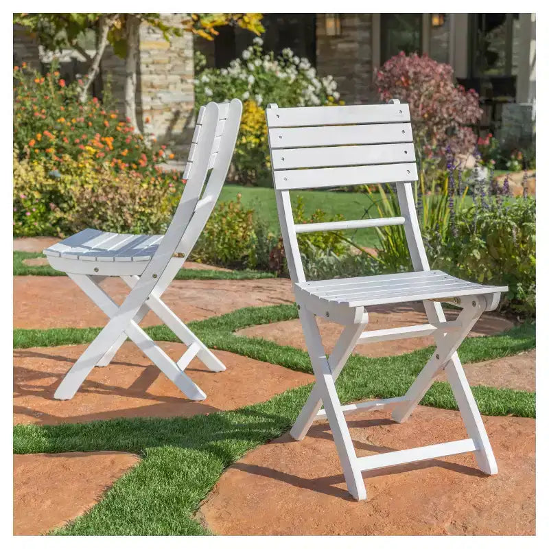 Lot de 2 chaises de salle à manger pliantes en bois d'acacia Positano - Christopher Knight Home