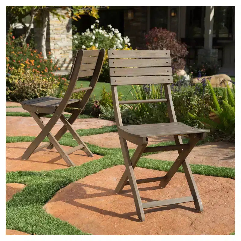 Lot de 2 chaises de salle à manger pliantes en bois d'acacia Positano - Christopher Knight Home