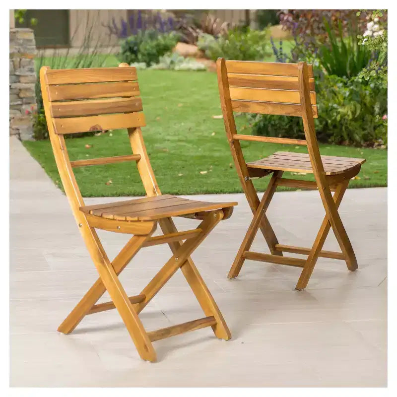 Lot de 2 chaises de salle à manger pliantes en bois d'acacia Positano - Christopher Knight Home