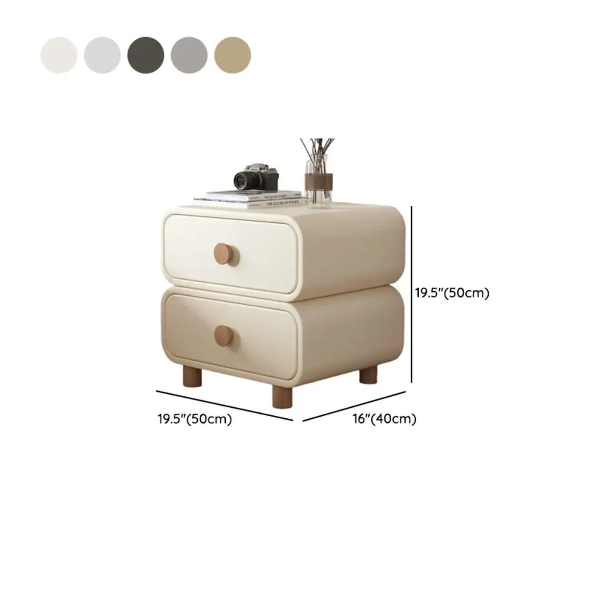 Table de chevet scandinave en similicuir avec finition en faux cuir