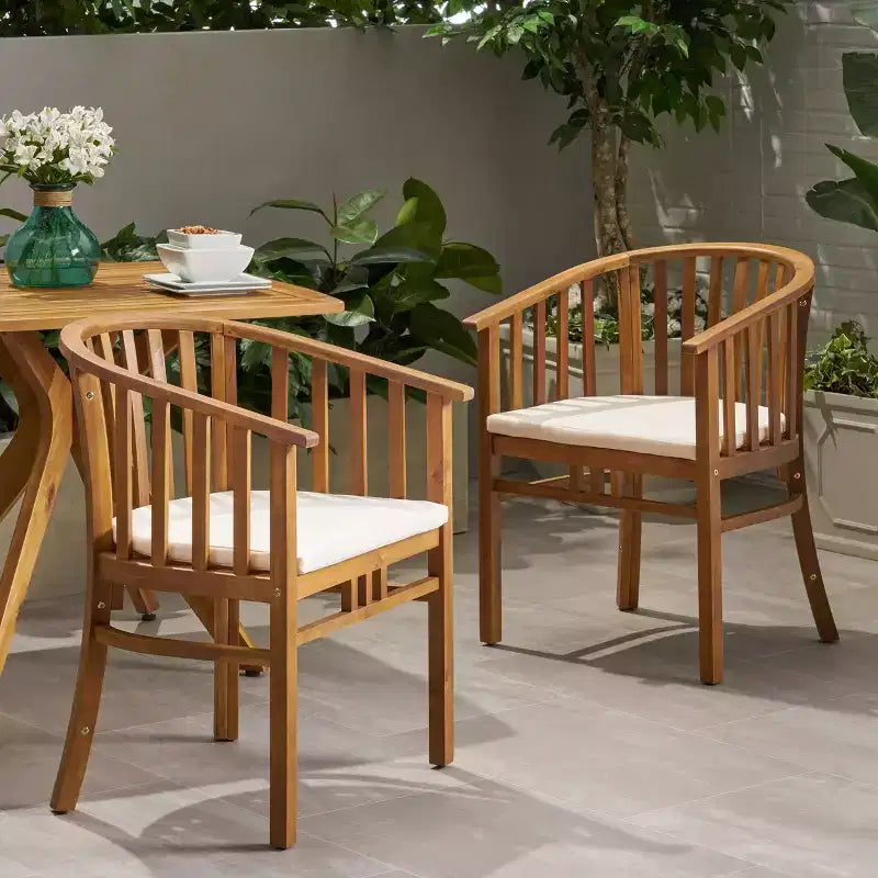 Lot de 2 chaises de salle à manger en bois Alondra pour patio - Christopher Knight Home