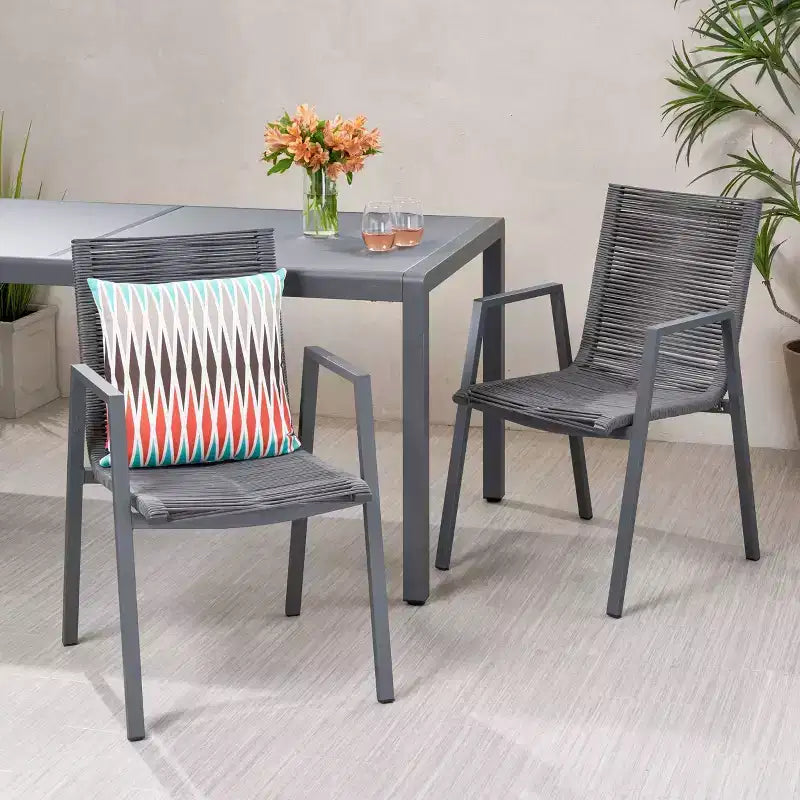 Lot de 2 chaises de salle à manger Deloris en aluminium - Christopher Knight Home