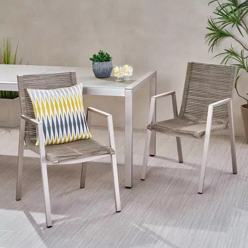 Lot de 2 chaises de salle à manger Deloris en aluminium - Christopher Knight Home