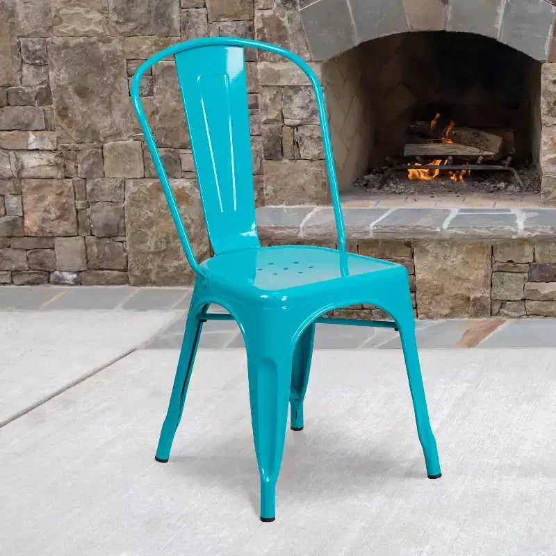 Chaise empilable Flash Furniture de qualité commerciale en métal pour l'intérieur et l'extérieur