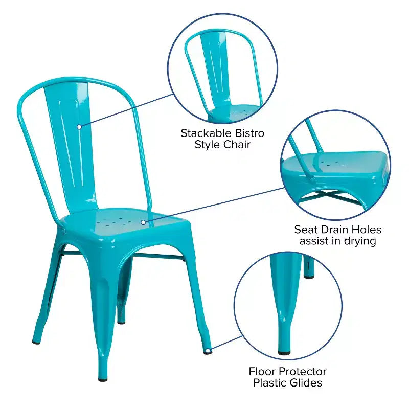 Chaise empilable Flash Furniture de qualité commerciale en métal pour l'intérieur et l'extérieur