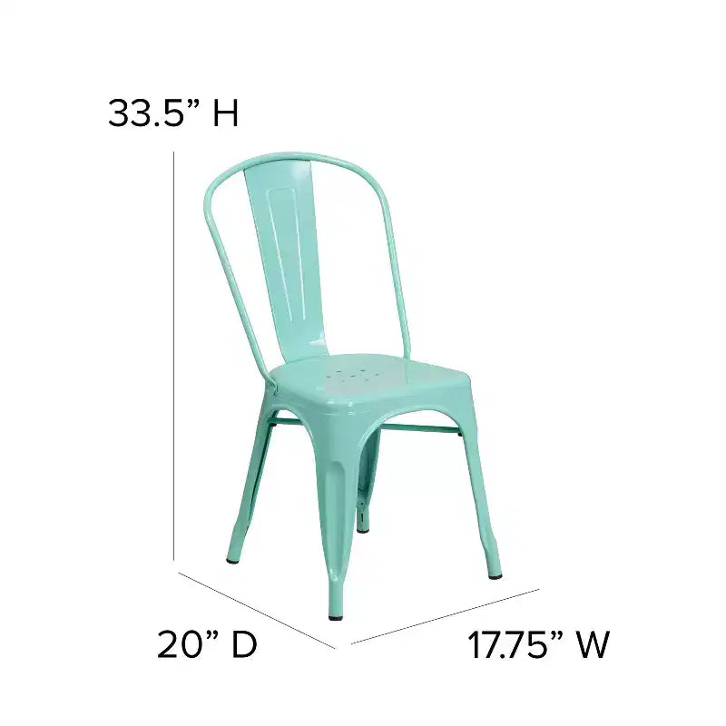 Chaise empilable Flash Furniture de qualité commerciale en métal pour l'intérieur et l'extérieur