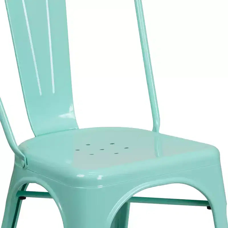 Chaise empilable Flash Furniture de qualité commerciale en métal pour l'intérieur et l'extérieur