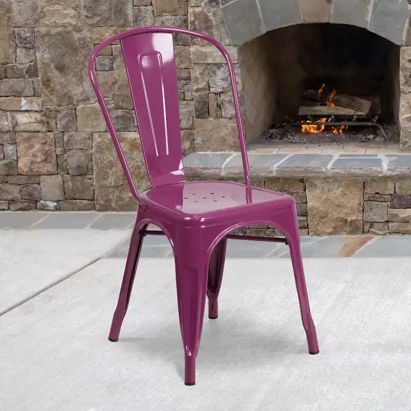 Chaise empilable Flash Furniture de qualité commerciale en métal pour l'intérieur et l'extérieur