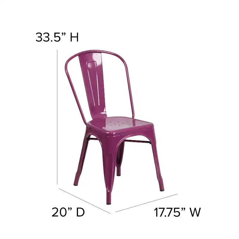 Chaise empilable Flash Furniture de qualité commerciale en métal pour l'intérieur et l'extérieur