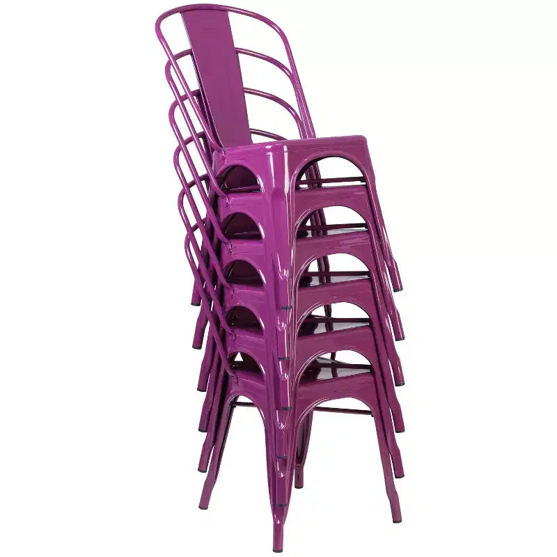 Chaise empilable Flash Furniture de qualité commerciale en métal pour l'intérieur et l'extérieur